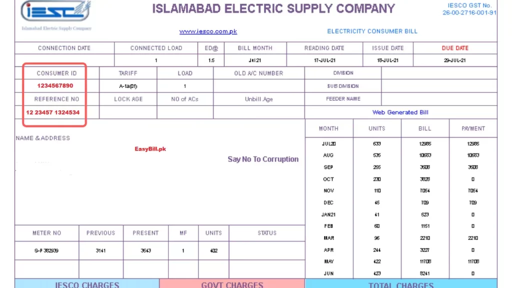 IESCO Online Bill 2024 IESCO Bill Online Duplicate Copy